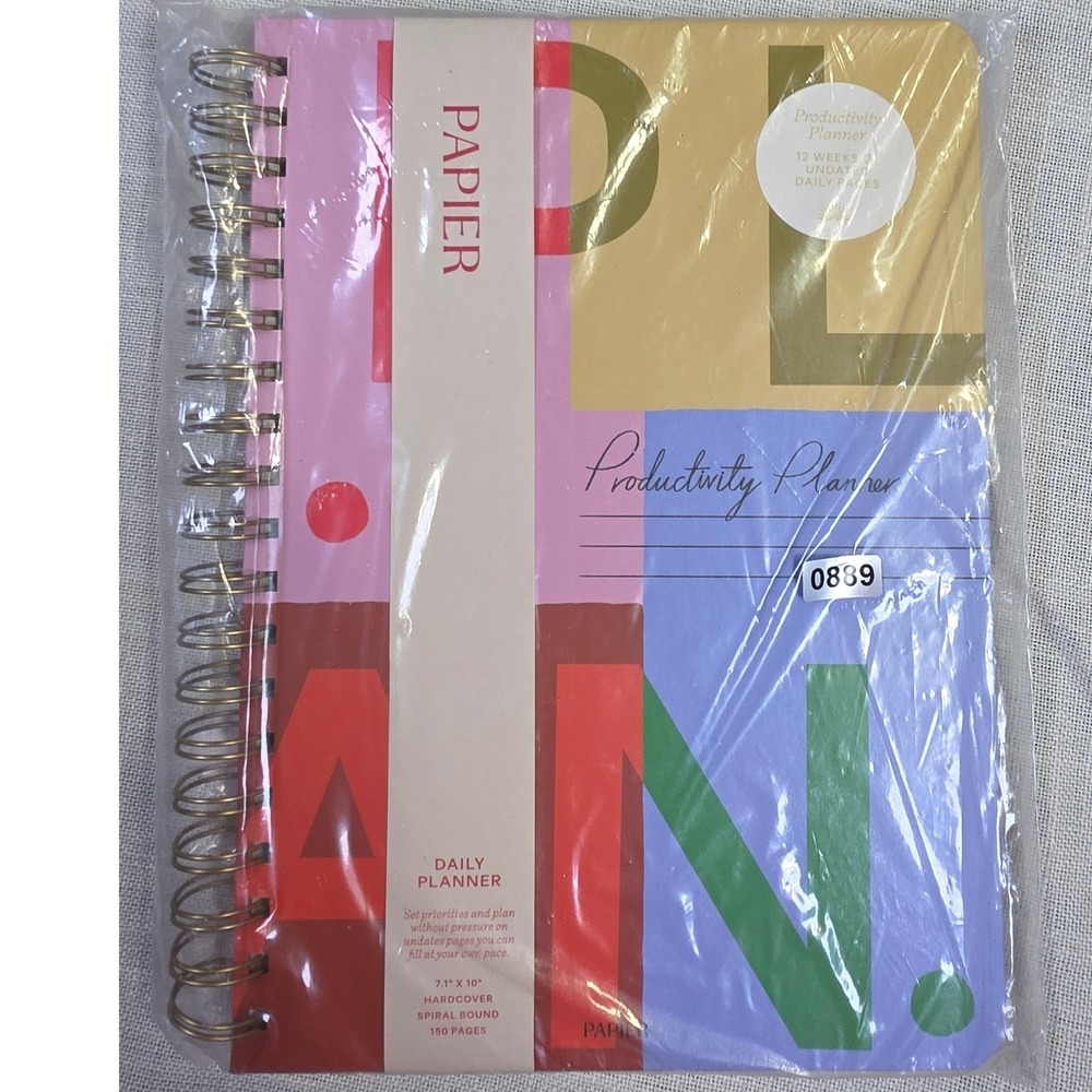 Papier Productivity Planner Undated Daily Goal Tracker MultiColor Hardcover 10x7